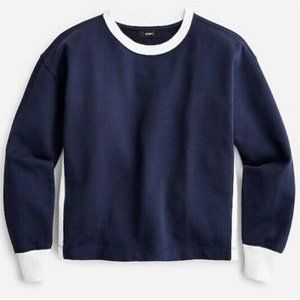 J. Crew Blue University Terry Crop Boxy Sweatshirt style BF363 size Small NWT‎